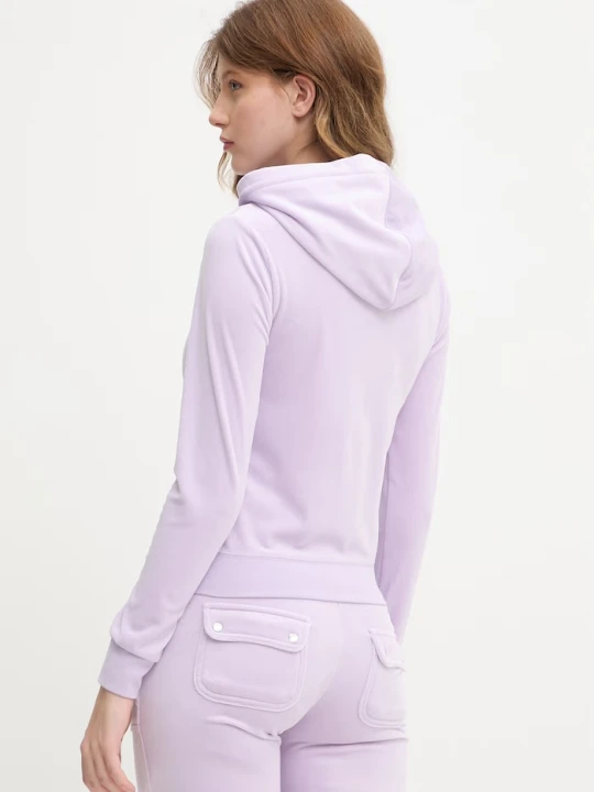 Zdjęcie produktu Juicy Couture bluza rozpinana z kapturem damska bawełniana ROBERTSON CLASS fioletowy