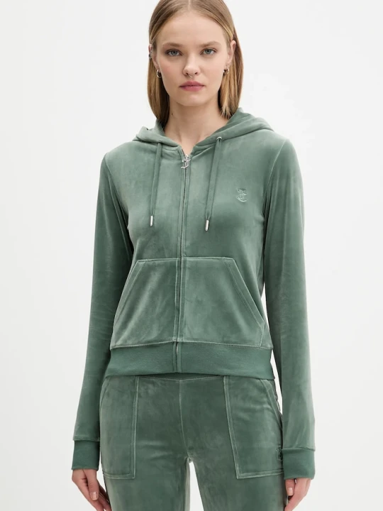 Zdjęcie produktu Juicy Couture bluza rozpinana z kapturem damska bawełniana ROBERTSON CLASS zielony