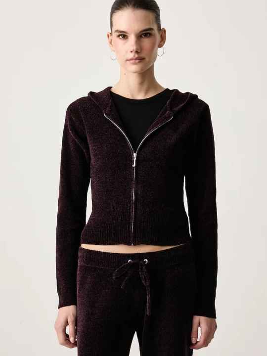Zdjęcie produktu Juicy Couture bluza rozpinana z kapturem damska MAYA KNIT bordowy