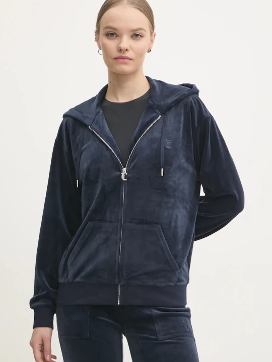 Zdjęcie produktu Juicy Couture bluza welurowa HALAN OVERSIZED HOODIE granatowy