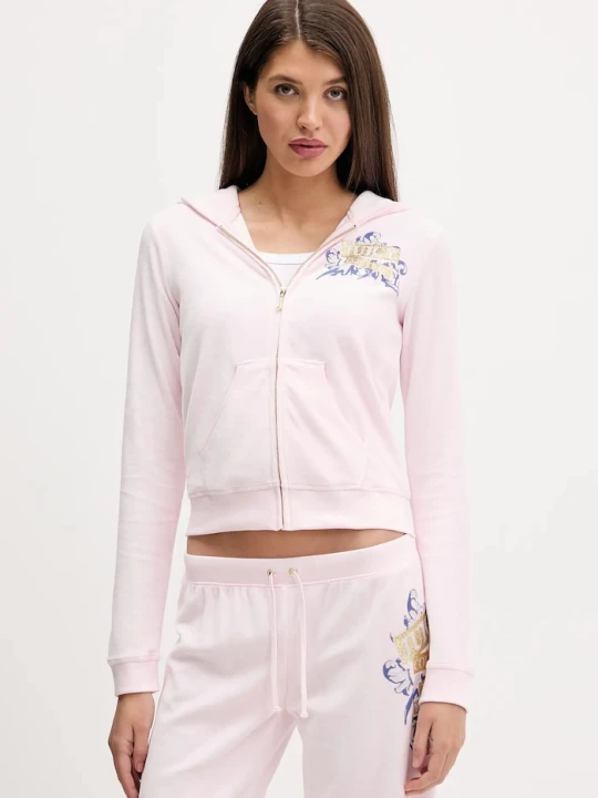 Zdjęcie produktu Juicy Couture bluza welurowa Wrap You Up różowy