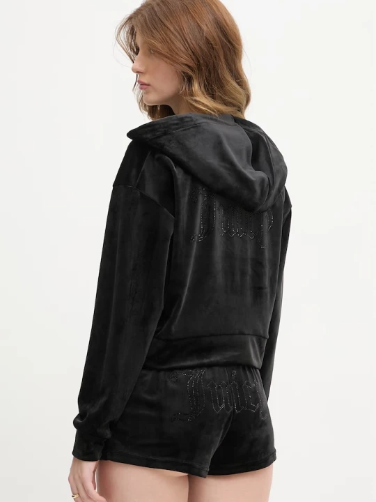 Zdjęcie produktu Juicy Couture bluza z kapturem damska welurowa ICCLE HOODIE czarny