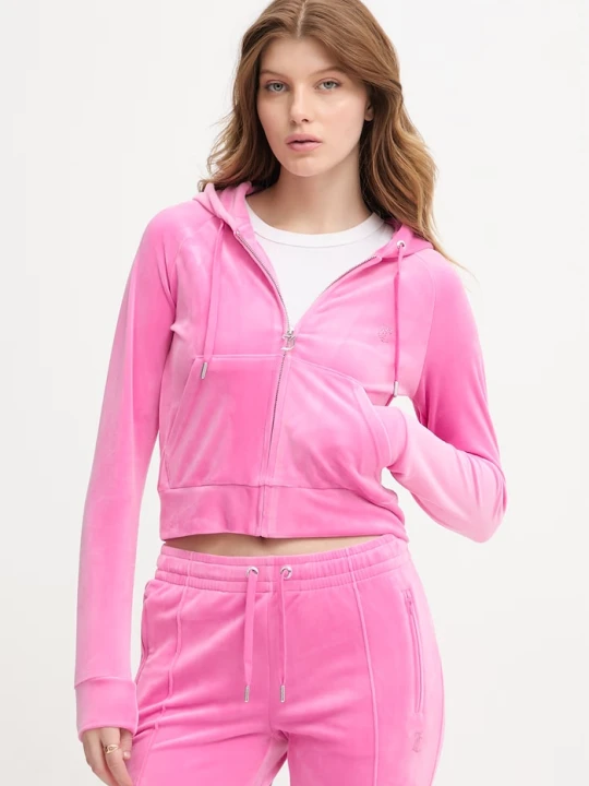 Zdjęcie produktu Juicy Couture bluza z kapturem damska welurowa MADISON COL OUT różowy