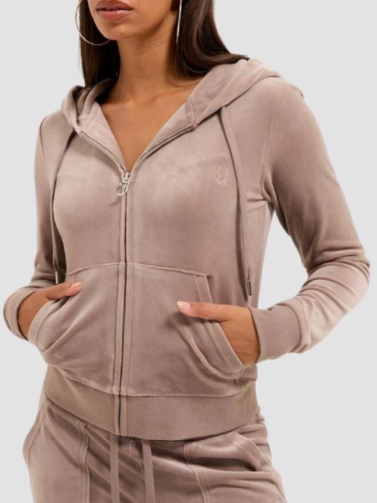 Zdjęcie produktu JUICY COUTURE Ciemno-beżowa bluza damska Robertson Hoodie, Rozmiar S