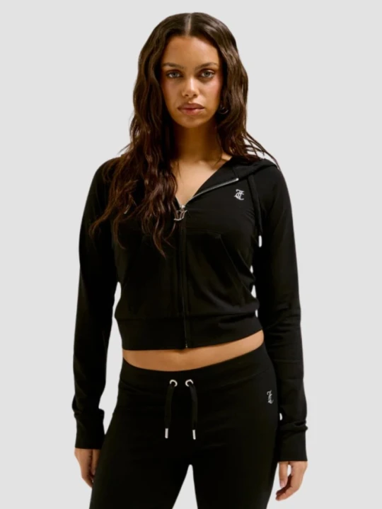 Zdjęcie produktu JUICY COUTURE Czarna bluza damska Single Jersey Ola Hoodie, Rozmiar XL