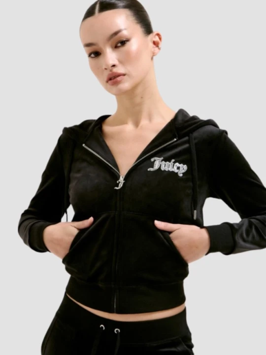 Zdjęcie produktu JUICY COUTURE Czarna damska bluza Robertson Caviar Hoodie, Rozmiar L