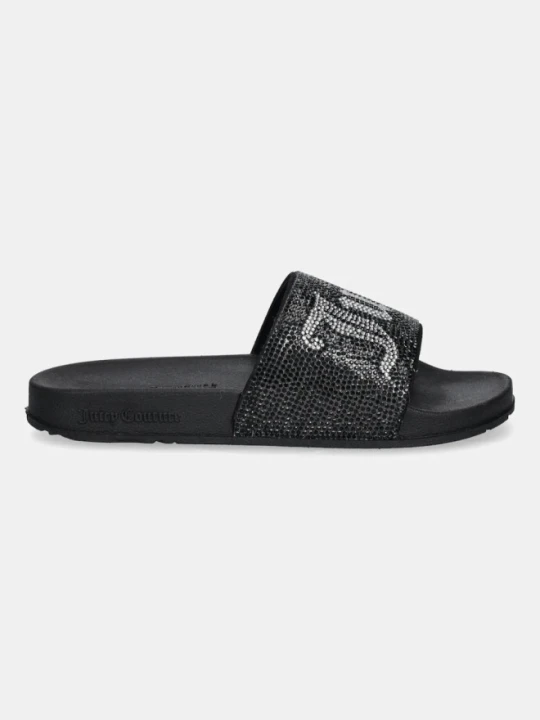 Zdjęcie produktu JUICY COUTURE Czarne klapki damskie z cyrkoniami Donna Slider, Rozmiar 41