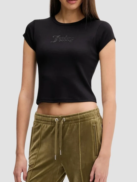 Zdjęcie produktu JUICY COUTURE Czarny damski t-shirt Capped Baby Sleeve, Rozmiar S