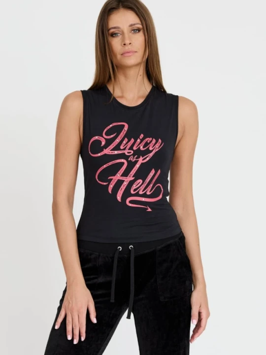 Zdjęcie produktu JUICY COUTURE Czarny damski top Juicy As Hell Tank, Rozmiar XS