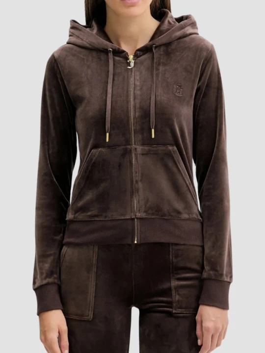 Zdjęcie produktu JUICY COUTURE Czekoladowa bluza damska Robertson Hoodie, Rozmiar S Brązowy