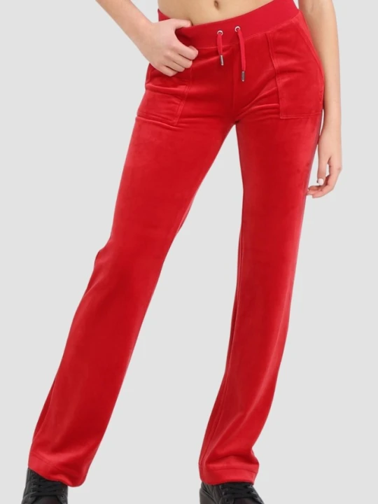 Zdjęcie produktu JUICY COUTURE Czerwone damskie spodnie welurowe Del Ray Pocket Pant, Rozmiar M