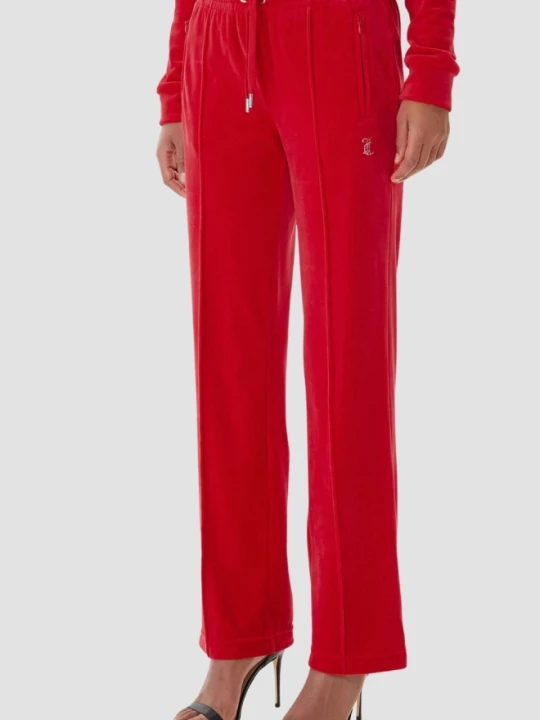 Zdjęcie produktu JUICY COUTURE Czerwone spodnie dresowe damskie z cyrkoniami Tina Outline, Rozmiar M