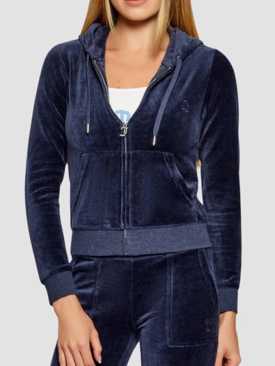 Zdjęcie produktu JUICY COUTURE Granatowa bluza damska Robertson Hoodie, Rozmiar L Niebieski