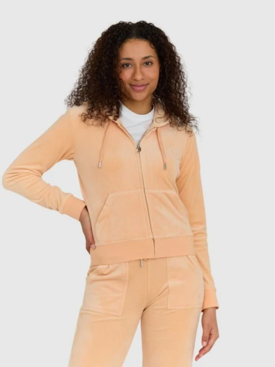 Zdjęcie produktu JUICY COUTURE Klasyczna welurowa rozpinana bluza damska dresowa robertson, Rozmiar XS Pomarańczowy