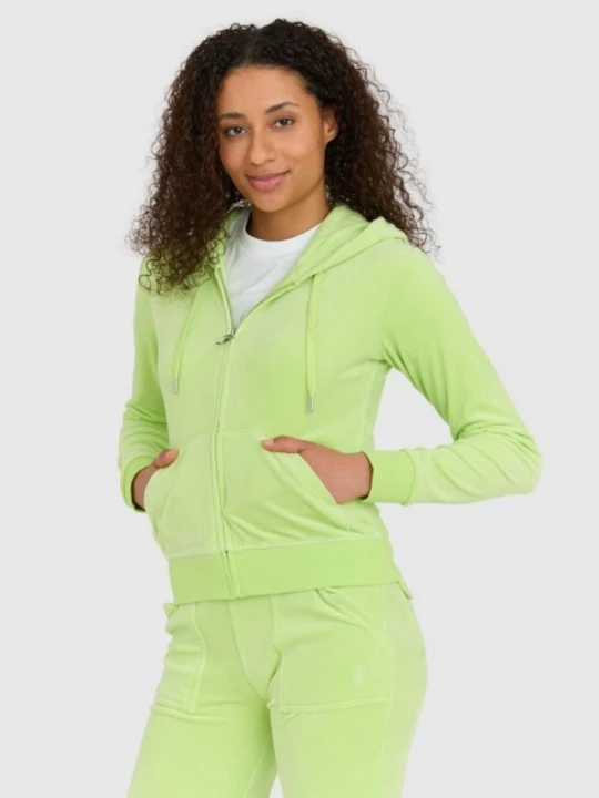Zdjęcie produktu JUICY COUTURE Klasyczna welurowa rozpinana bluza dresowa damska robertson, Rozmiar L Zielony