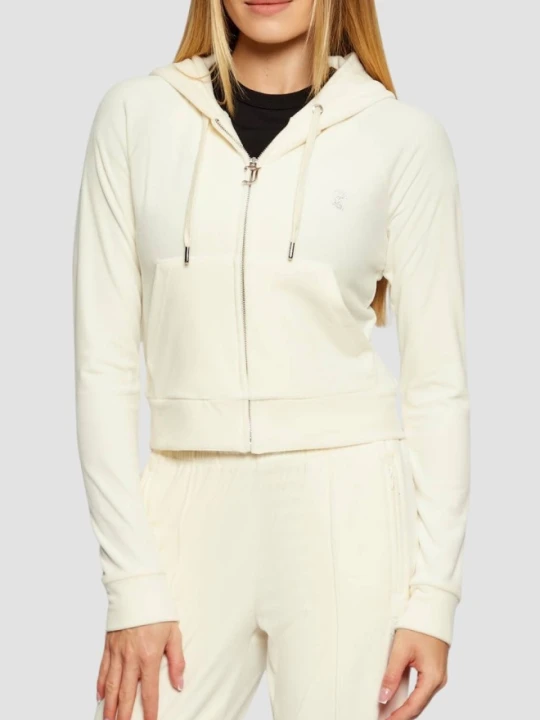 Zdjęcie produktu JUICY COUTURE Kremowa bluza damska Madison Outline Hoodie, Rozmiar M Beżowy
