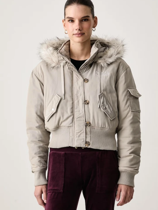 Zdjęcie produktu Juicy Couture kurtka damska CAMILLE REBELLE NYLON beżowy