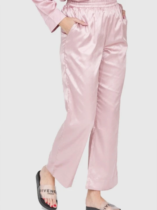 Zdjęcie produktu JUICY COUTURE Różowe satynowe spodnie piżamowe damskie w logo, Rozmiar M