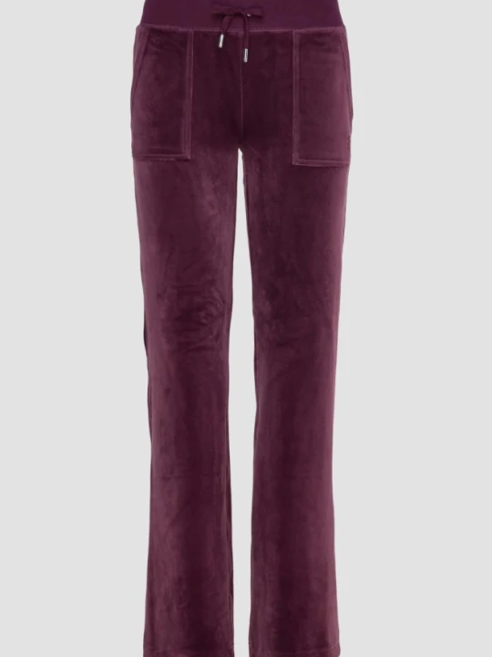 Zdjęcie produktu JUICY COUTURE Śliwkowe damskie spodnie welurowe Del Ray Pocket Pant, Rozmiar M Fioletowy