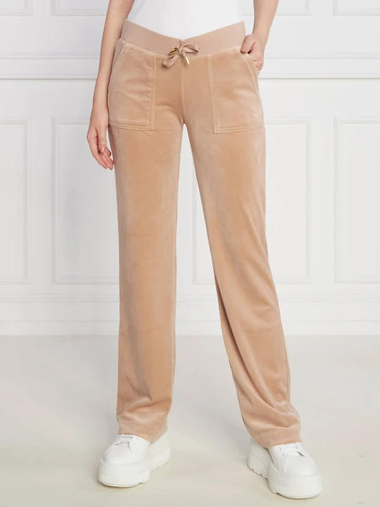 Zdjęcie produktu Juicy Couture Spodnie dresowe Del Ray Classic Velour Pant Pocket Design GOLD HW | Regular Fit beżowy