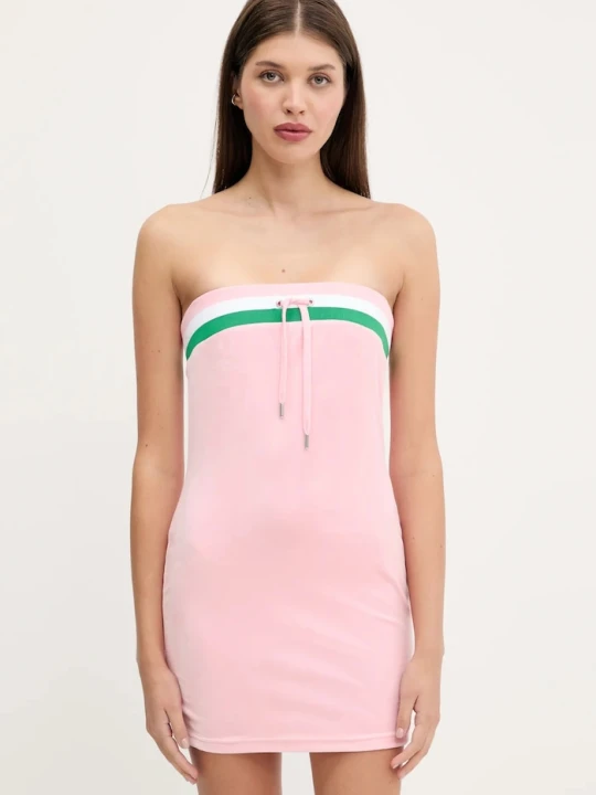 Zdjęcie produktu Juicy Couture sukienka welurowa VELOUR STRIPE TUBE DRESS różowy