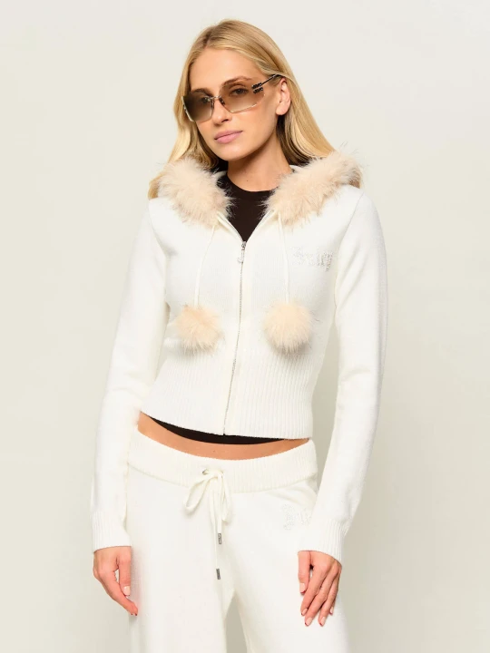 Zdjęcie produktu Juicy Couture Sweter Juicy Diamante | Cropped Fit biały