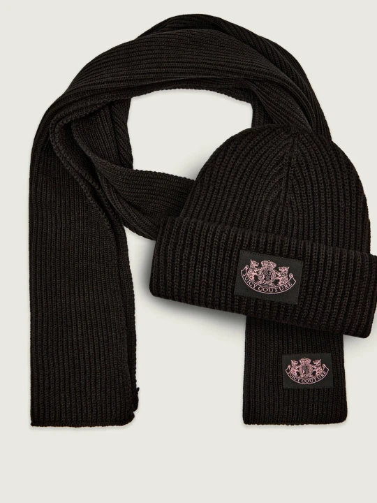 Zdjęcie produktu Juicy Couture Szal + czapka CHEETAH CREST | z dodatkiem wełny czarny