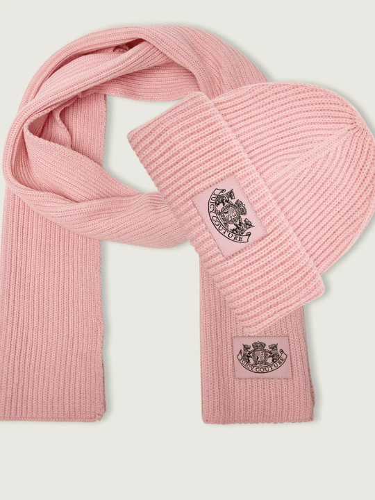 Zdjęcie produktu Juicy Couture Szal + czapka CHEETAH CREST | z dodatkiem wełny różowy