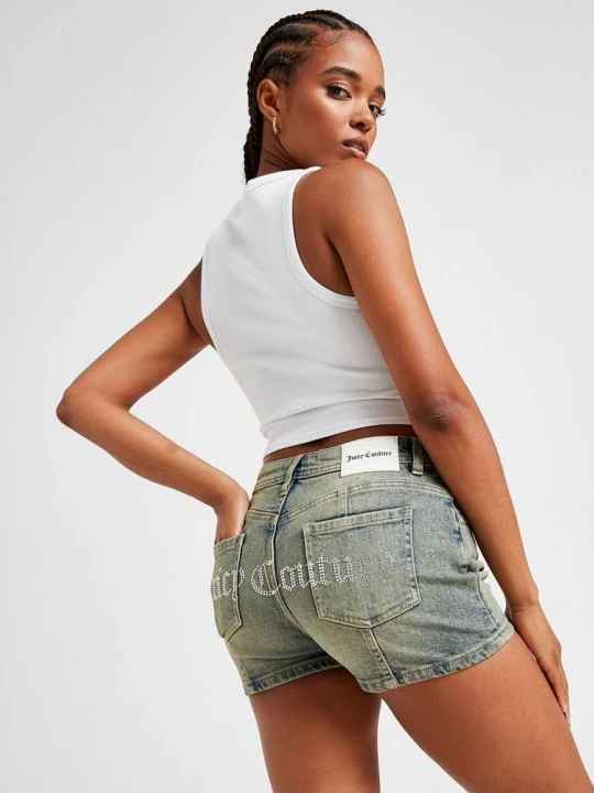 Zdjęcie produktu Juicy Couture Szorty Washed Denim Diamente Logo niebieski