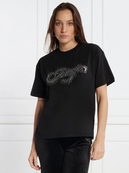 Zdjęcie produktu Juicy Couture T-shirt BOYFRIEND SCATTER DIAMANTE | Classic fit czarny