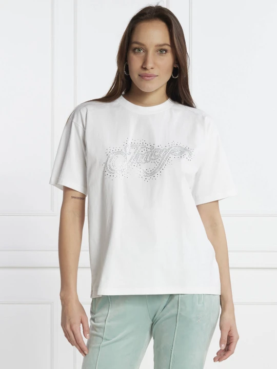 Zdjęcie produktu Juicy Couture T-shirt BOYFRIEND SCATTER DIAMANTE | Classic fit biały