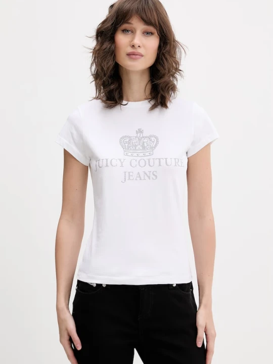 Zdjęcie produktu Juicy Couture T-shirt damski bawełniany HERITAGE HILTON biały