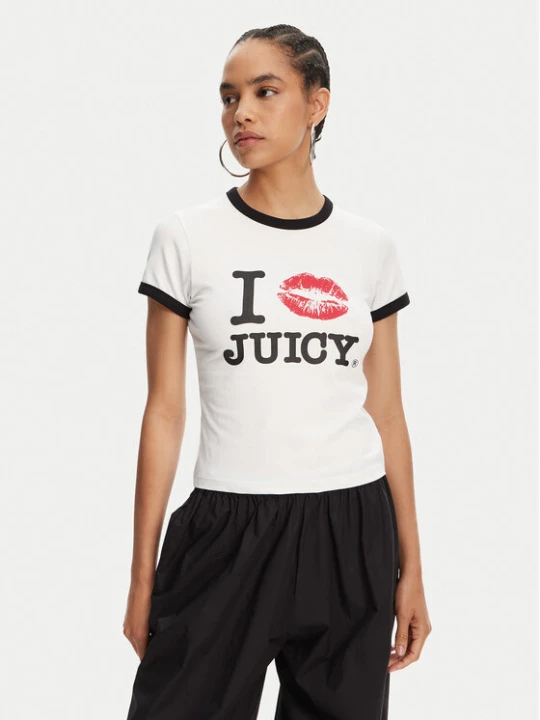 Zdjęcie produktu Juicy Couture T-Shirt I Kiss JCWCT125318 Biały Slim Fit