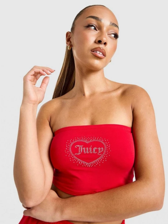 Zdjęcie produktu Juicy Couture Top Bandeau Diamente Heart Logo czerwony