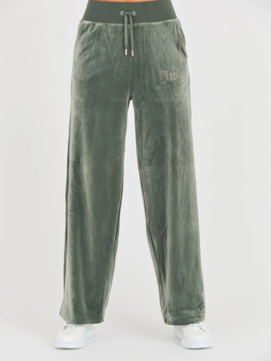 Zdjęcie produktu JUICY COUTURE Zielone damskie spodnie Bexley Velour Track Pants, Rozmiar M