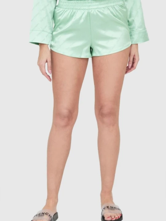 Zdjęcie produktu JUICY COUTURE Zielone satynowe szorty piżamowe damskie w logo, Rozmiar L