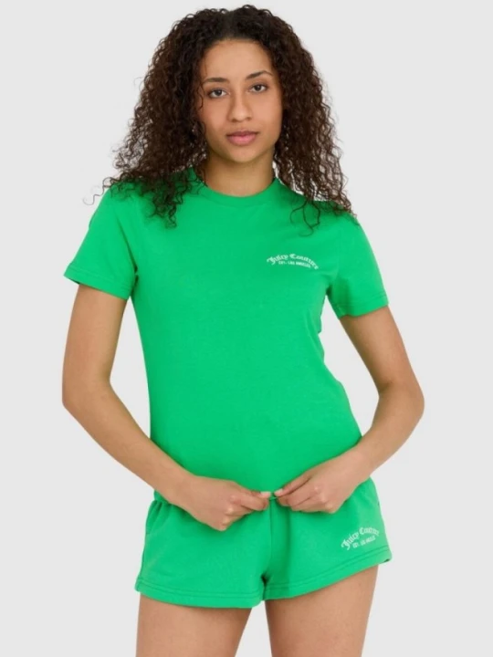 Zdjęcie produktu JUICY COUTURE Zielony t-shirt damski haylee recycled z haftowanym logo, Rozmiar L