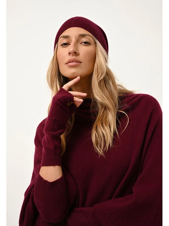 Zdjęcie produktu Just Cashmere Kaszmirowa czapka "Ginger" w kolorze bordowym rozmiar: onesize