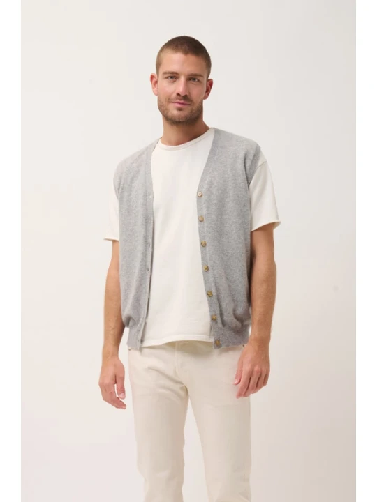 Zdjęcie produktu Just Cashmere Kaszmirowa kamizelka "Lana" w kolorze jasnoszarym rozmiar: XXL