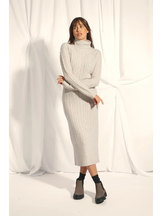 Zdjęcie produktu Just Cashmere Kaszmirowa sukienka "Dolkar" w kolorze białym rozmiar: S