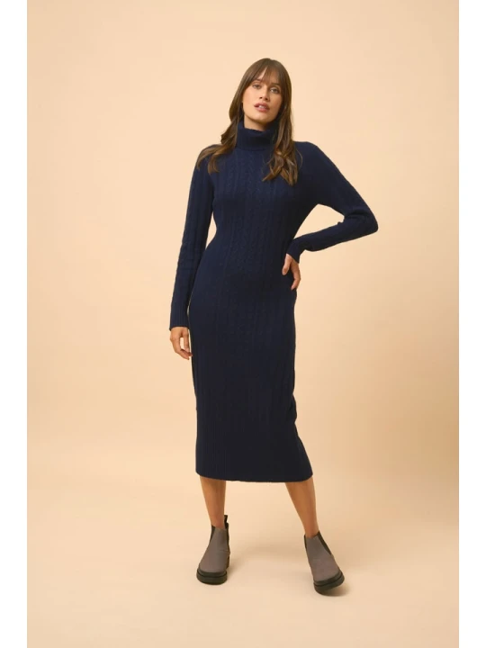 Zdjęcie produktu Just Cashmere Kaszmirowa sukienka "Dolkar" w kolorze granatowym rozmiar: L