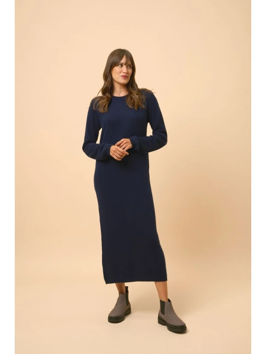 Zdjęcie produktu Just Cashmere Kaszmirowa sukienka "Lina" w kolorze granatowym rozmiar: L
