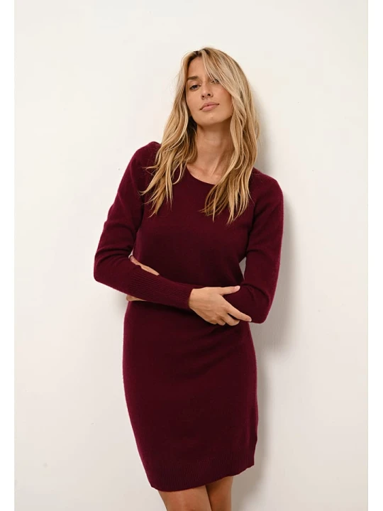 Zdjęcie produktu Just Cashmere Kaszmirowa sukienka "Susan" w kolorze bordowym rozmiar: L
