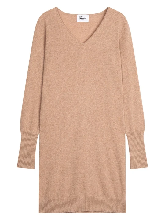 Zdjęcie produktu Just Cashmere Kaszmirowa sukienka "Susan" w kolorze karmelowym rozmiar: XL