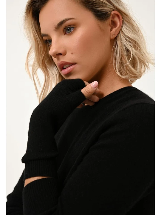 Zdjęcie produktu Just Cashmere Kaszmirowe mitenki "Zoe" w kolorze czarnym rozmiar: onesize