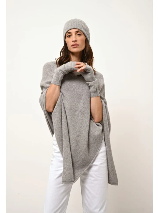 Zdjęcie produktu Just Cashmere Kaszmirowe ponczo "Ashley" w kolorze szarym rozmiar: XXL