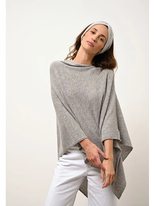 Zdjęcie produktu Just Cashmere Kaszmirowe ponczo "Meredith" w kolorze szarym rozmiar: XXL