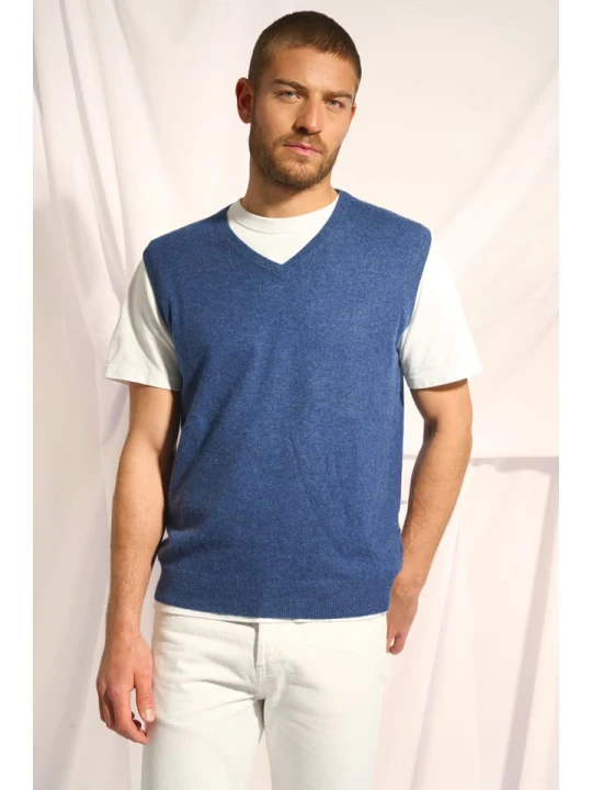 Zdjęcie produktu Just Cashmere Kaszmirowy bezrękawnik "Corki" w kolorze niebieskim rozmiar: XXL