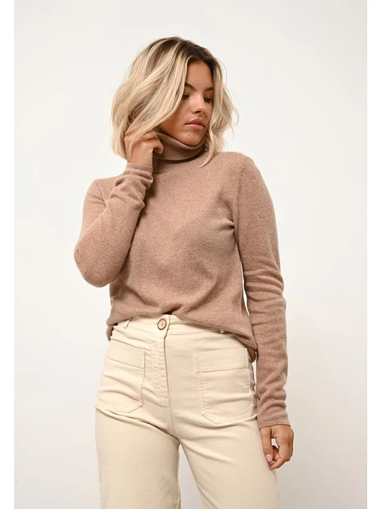 Zdjęcie produktu Just Cashmere Kaszmirowy golf "Ava" w kolorze beżowym rozmiar: L