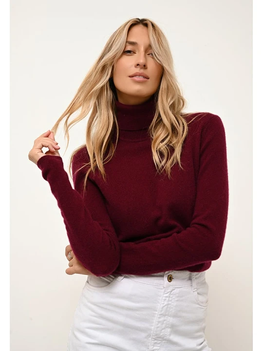 Zdjęcie produktu Just Cashmere Kaszmirowy golf "Ava" w kolorze bordowym rozmiar: XL